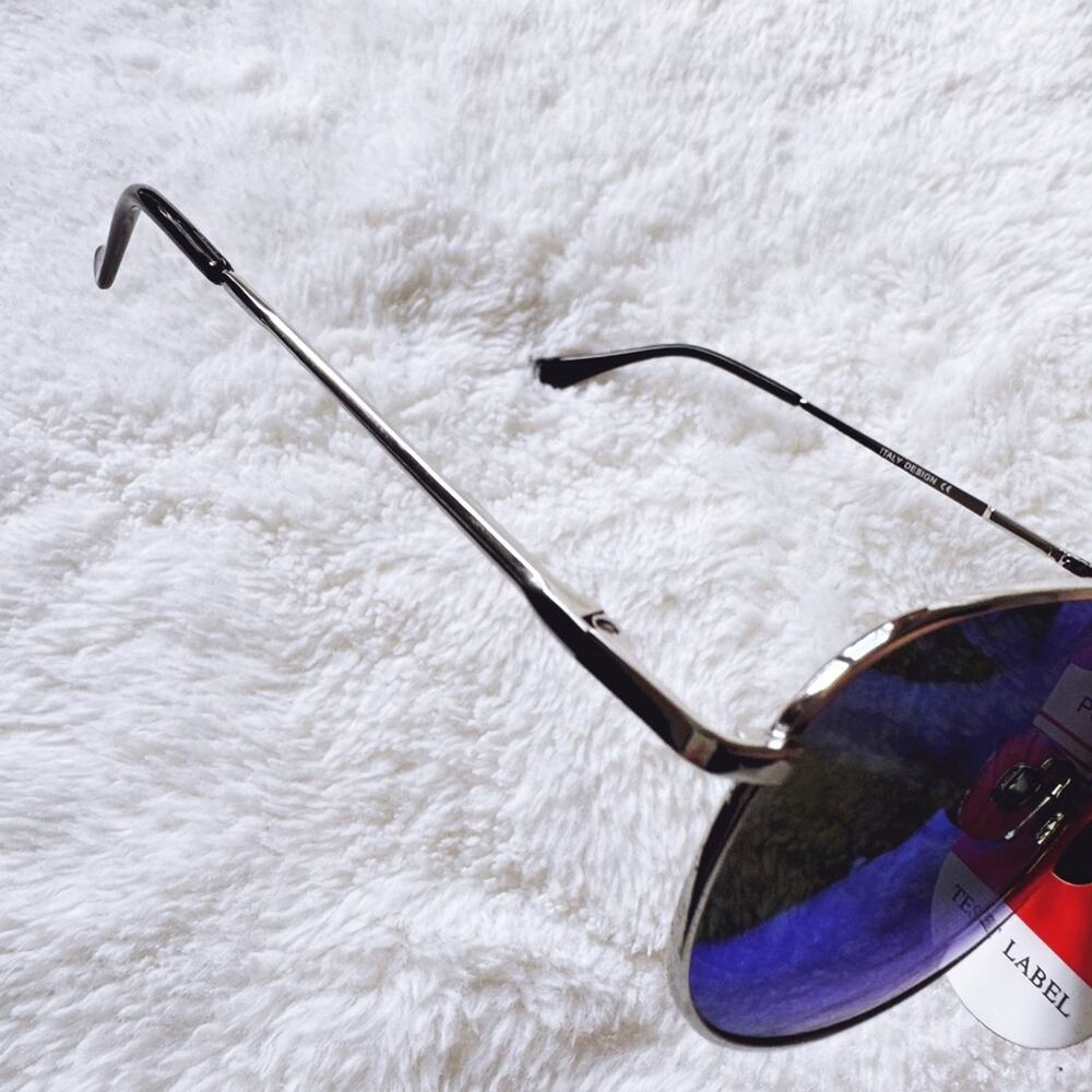 Felix Blue w/Silver Rim Mirrored Sunglasses - Picture 5 of 14
